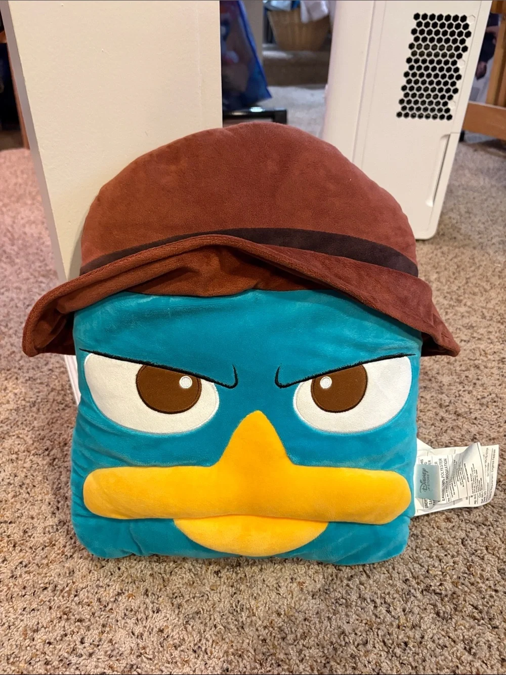 Disney Perry the Platypus Squared Plush Pillow - Teal, Yellow & Brown